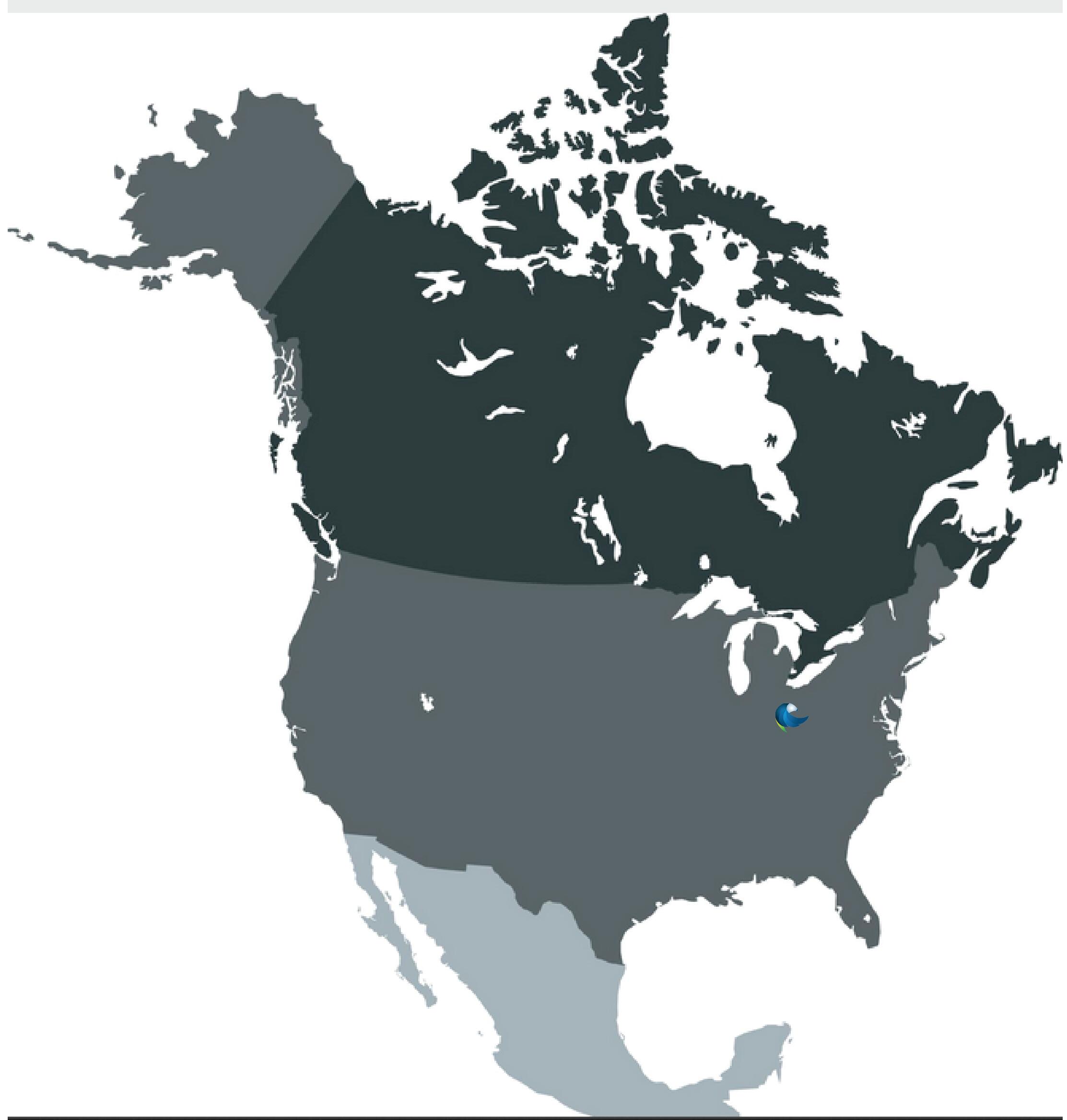 Map of Canada, the United States, and Mexico